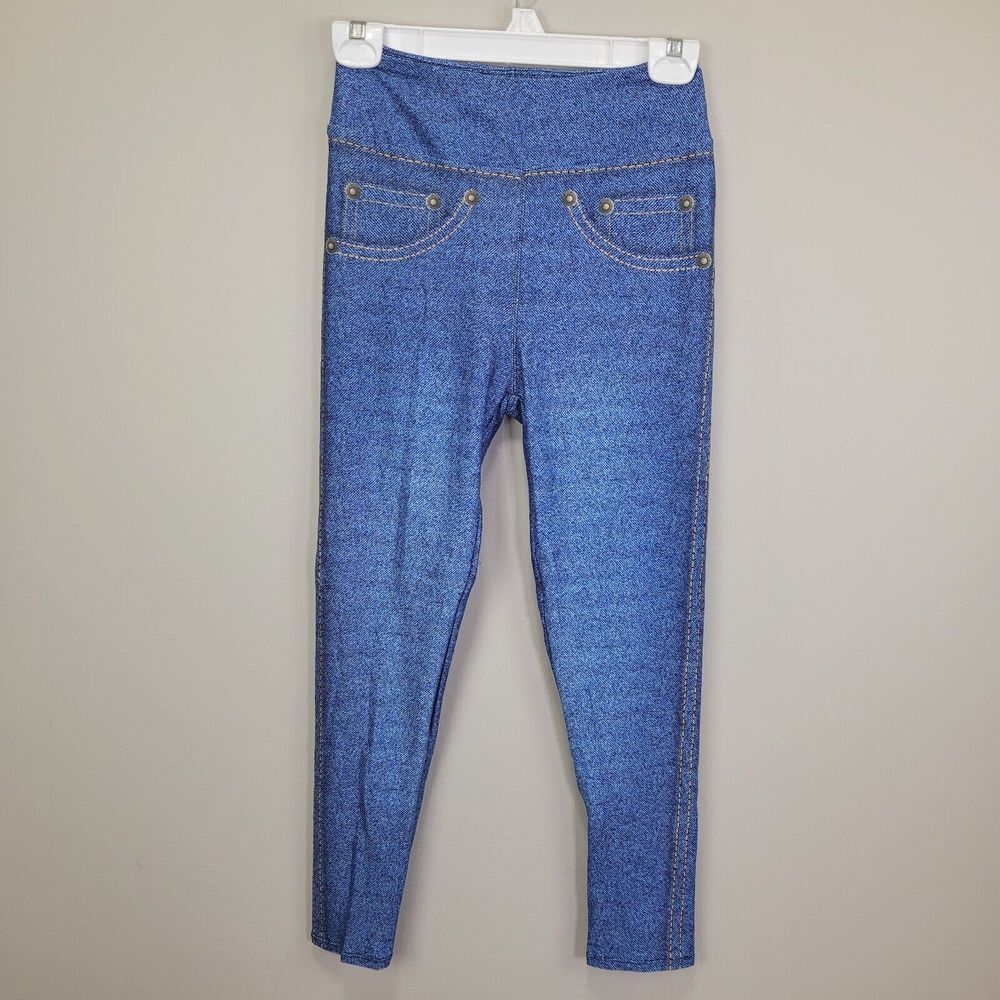 Dren Designs Light Wash Faux Denim Polyester‎ Spandex Leggings Tall And Curvy